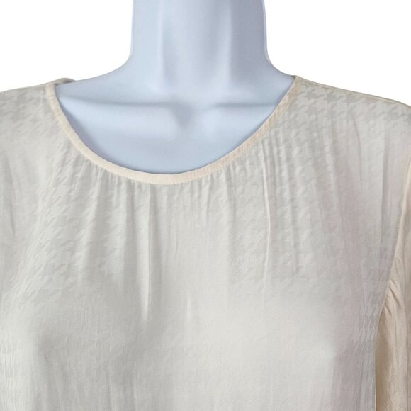 A New Day Women's Sheer Houndstooth Blouse Size Large Cream Casual Career Work - Picture 3 of 9